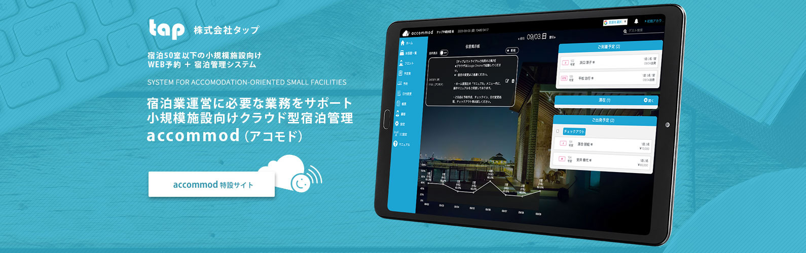 小規模宿泊施設向け WEB予約＋宿泊管理システム accommod（アコモド）